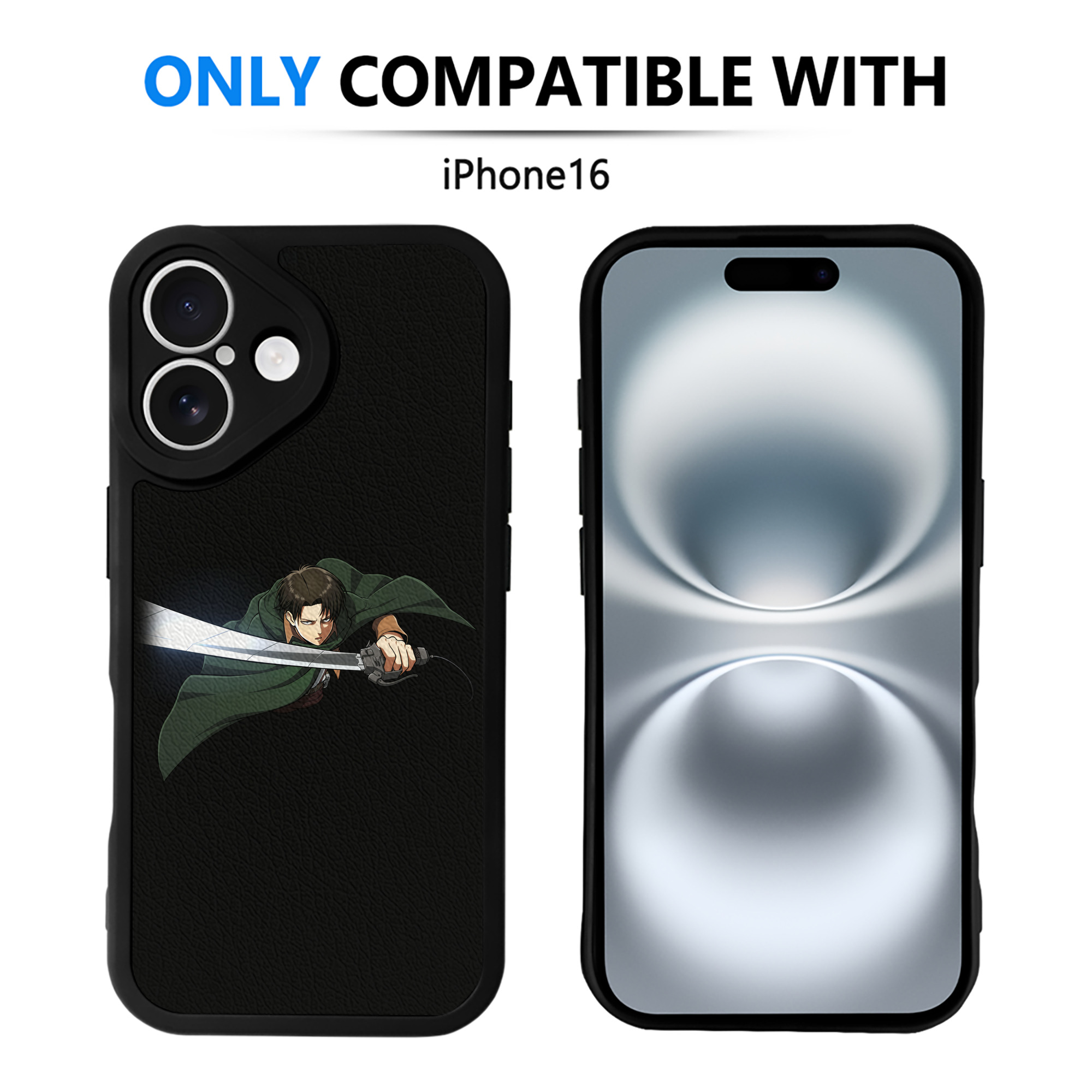 （画像用） 進撃の巨人 リヴァイ·アッカーマン Attack on Titan Levi Ackerman 【iPhone 16シリーズ対応】シリコンスマホケース（レザー調） 材質：シリコン